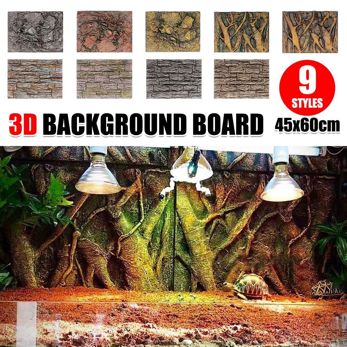 Pet Reptile Tank Board 3D Foam Backgrounds and Habitat Decoration 9 Styles - B