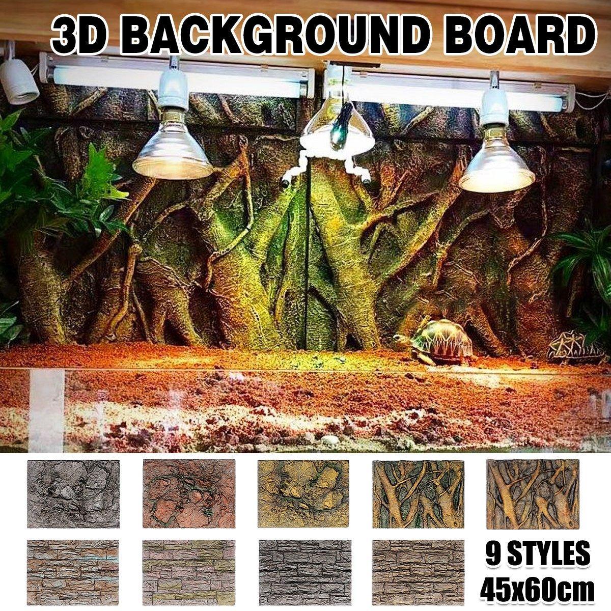 Pet Reptile Tank Board 3D Foam Backgrounds and Habitat Decoration 9 Styles - F