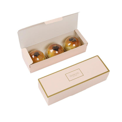 25pcs Long Strip Clamshell Packaging Box 3-Compartment Dessert Storage Box - Transparent Bag