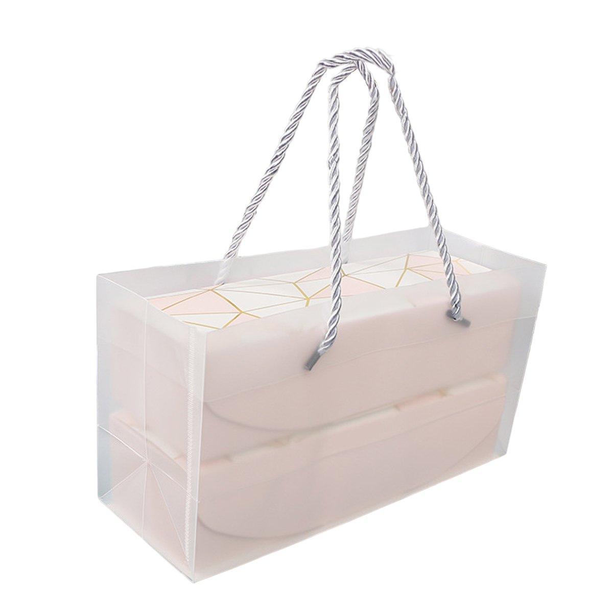 25pcs Long Strip Clamshell Packaging Box 3-Compartment Dessert Storage Box - Transparent Bag