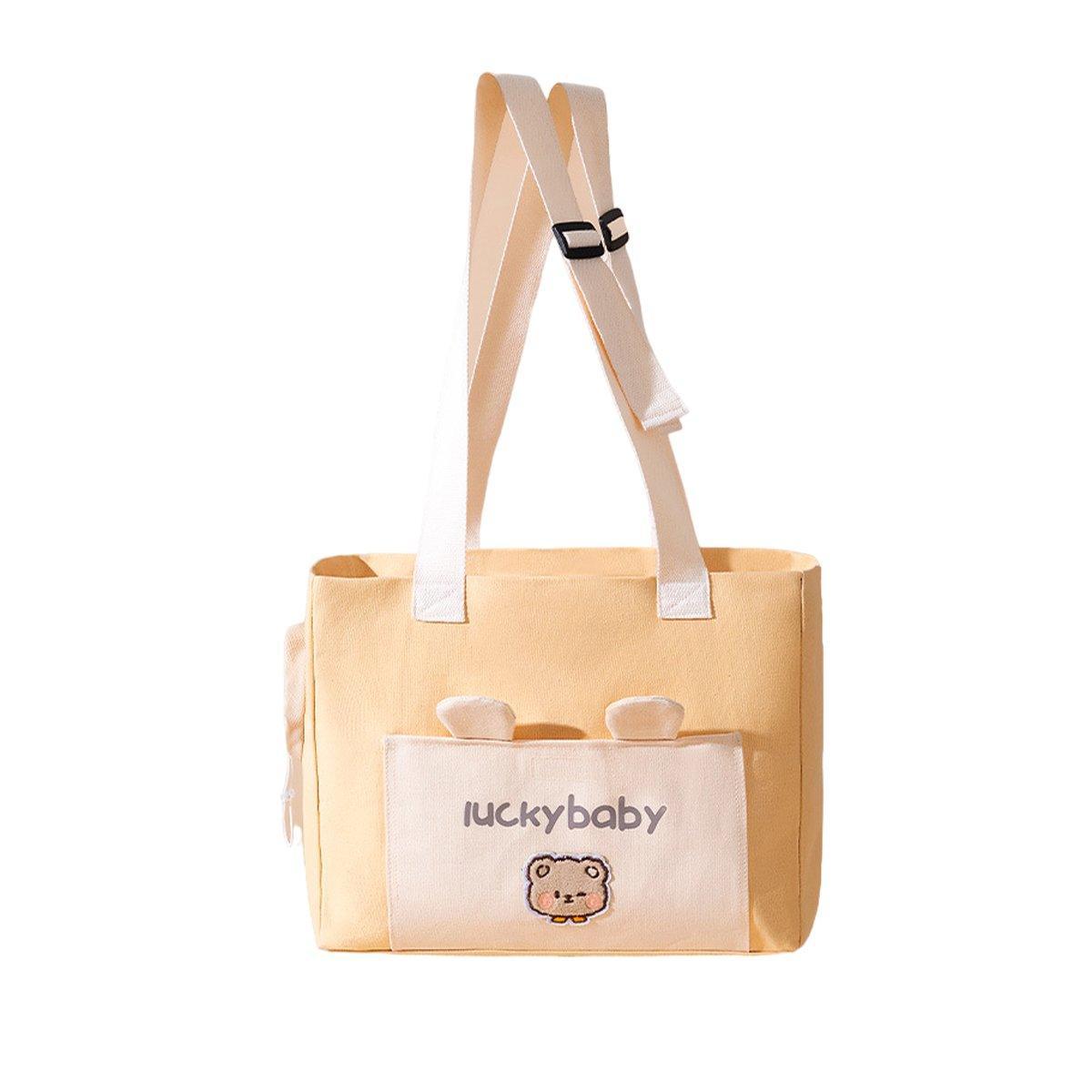 Portable Breathable Adjustable Crossbody Pet Carrier Bag Large Capacity for Pet - Beige