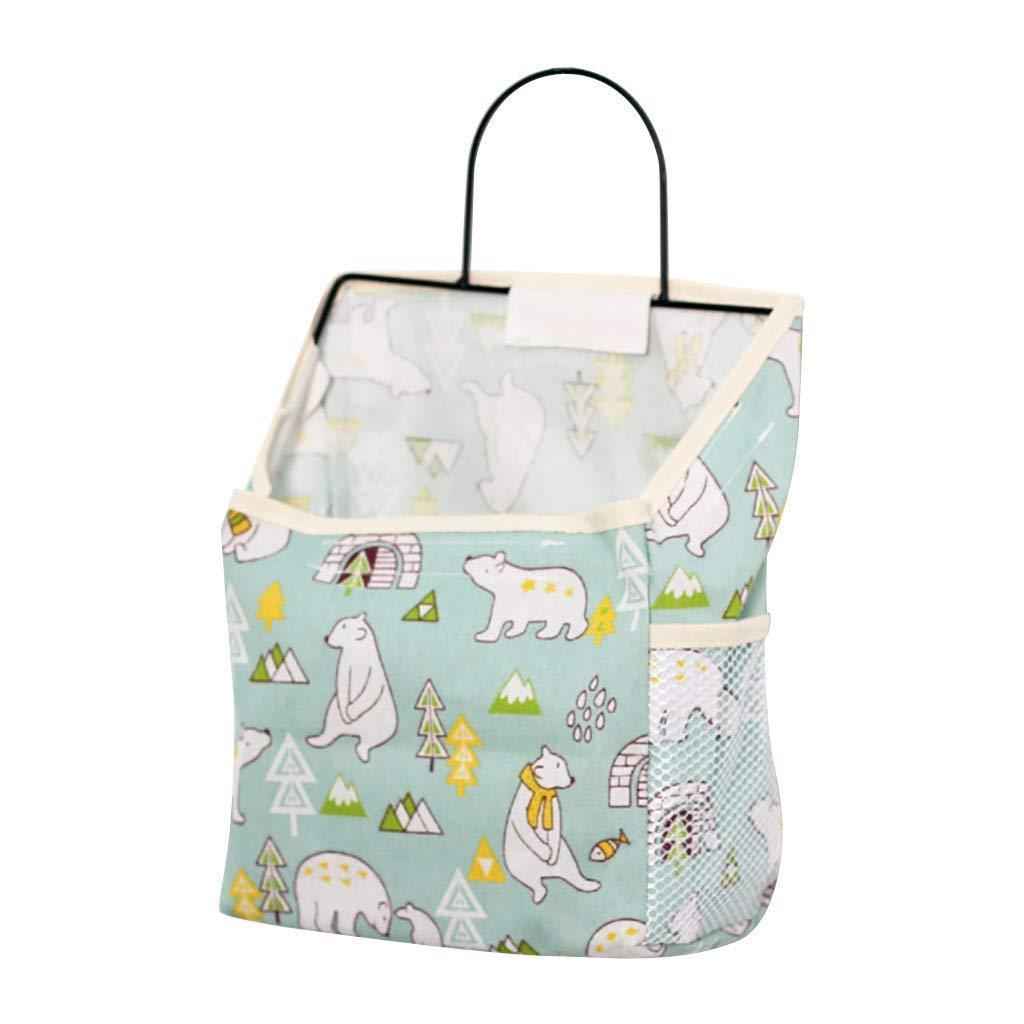 Wall Hanging Storage Bag Home Wardrobe Organiser Pouch Book Holder Phone Pocket - Black Grid