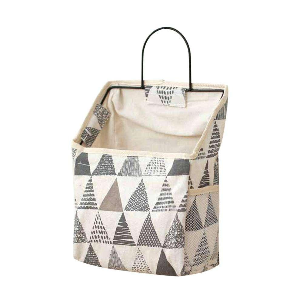 Wall Hanging Storage Bag Home Wardrobe Organiser Pouch Book Holder Phone Pocket - Blue Triangle