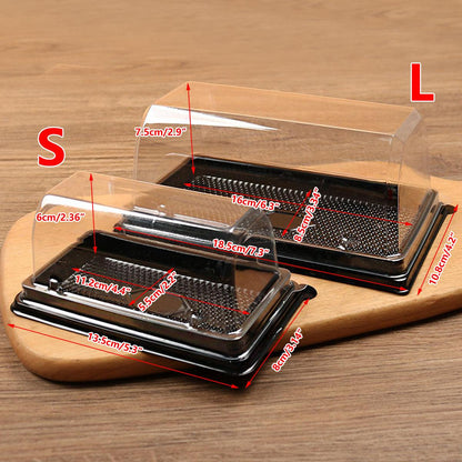 100pcs Transparent Long Arch Cake Box Baking Bread Omelet Packaging Container - Large