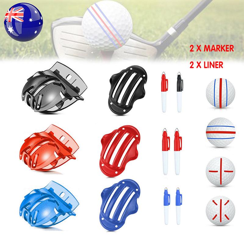 Sports Alignment Golf Ball Marker 3 Line Tool Drawing Liner Set Stencil Au Stock - Blue