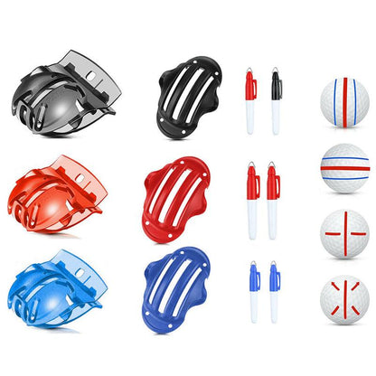 Sports Alignment Golf Ball Marker 3 Line Tool Drawing Liner Set Stencil Au Stock - Red