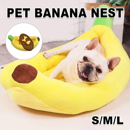Cute Banana Shape Pet Bed Winter Warm Dog Cat Kennel Cozy Pet Cartoon Bed Mat - S