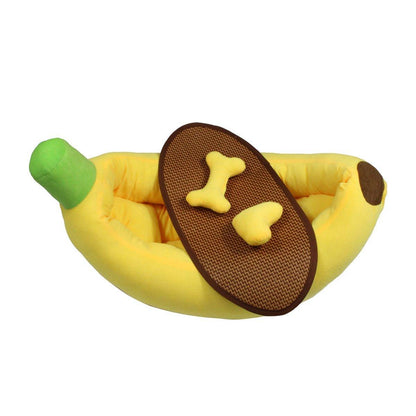 Cute Banana Shape Pet Bed Winter Warm Dog Cat Kennel Cozy Pet Cartoon Bed Mat - S