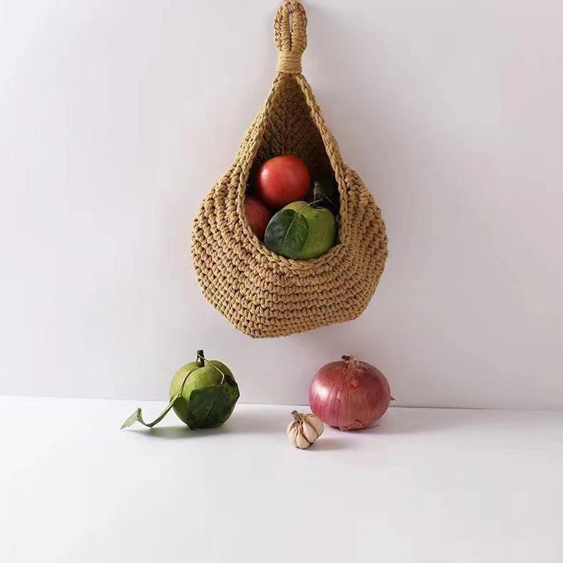 Hanging Wall Organizer Vegetable Fruit Basket Kitchen Storage Pouch Bag Diy 6Size - XXL