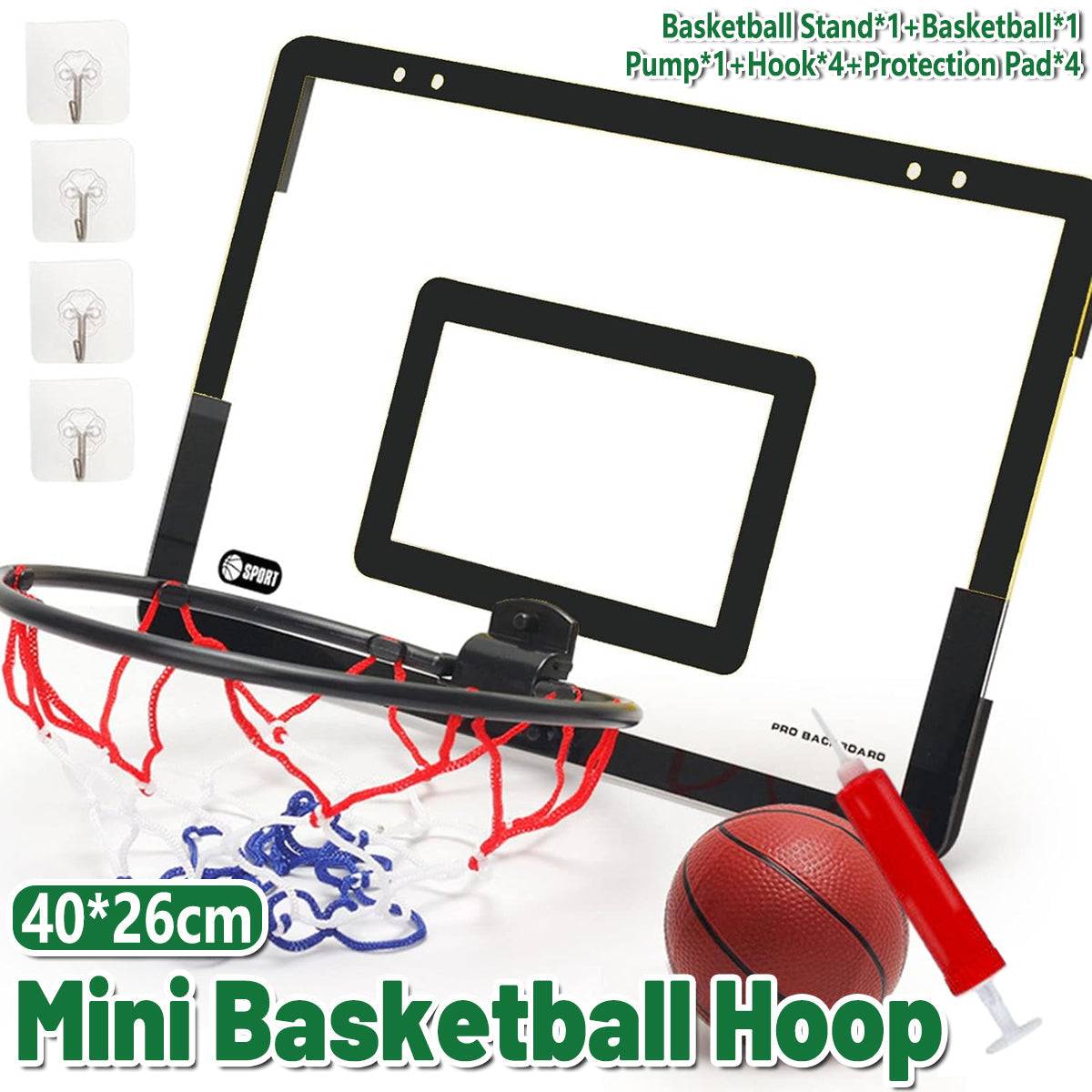 Wall Mounted Foldable Basketball Stand Indoor Outdoor Hoop Frame for Young Players