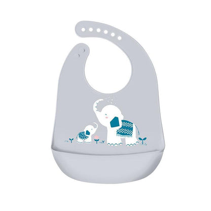 Silicone Waterproof Feeding Bib Apron with Pouch Easy to Clean Smock for Mealtime Use - Dinosaur