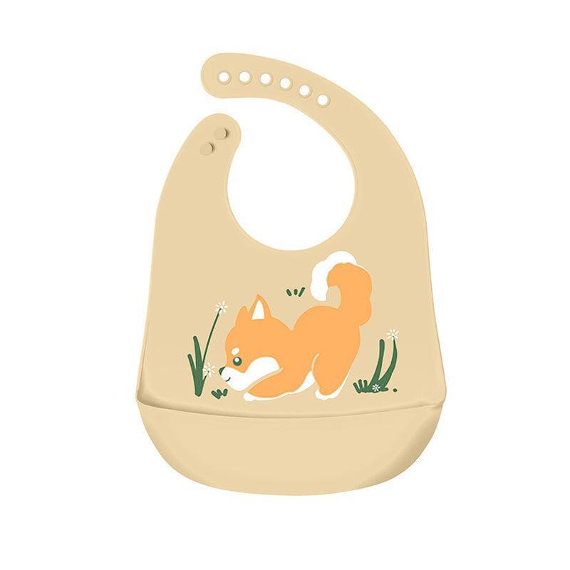 Silicone Waterproof Feeding Bib Apron with Pouch Easy to Clean Smock for Mealtime Use - Dinosaur