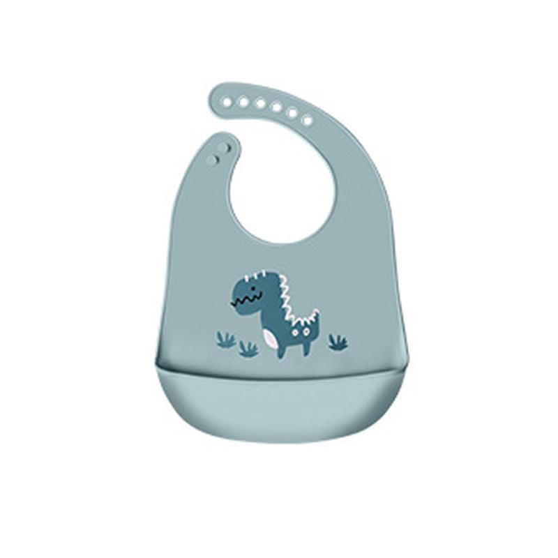 Silicone Waterproof Feeding Bib Apron with Pouch Easy to Clean Smock for Mealtime Use - Elephant