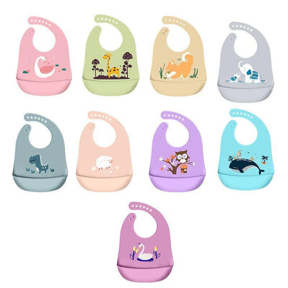 Silicone Waterproof Feeding Bib Apron with Pouch Easy to Clean Smock for Mealtime Use - Puppy