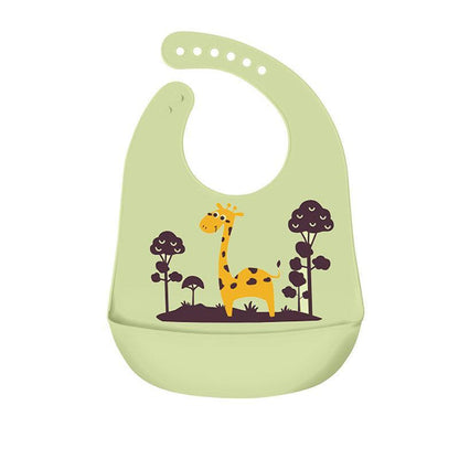 Silicone Waterproof Feeding Bib Apron with Pouch Easy to Clean Smock for Mealtime Use - Sheep