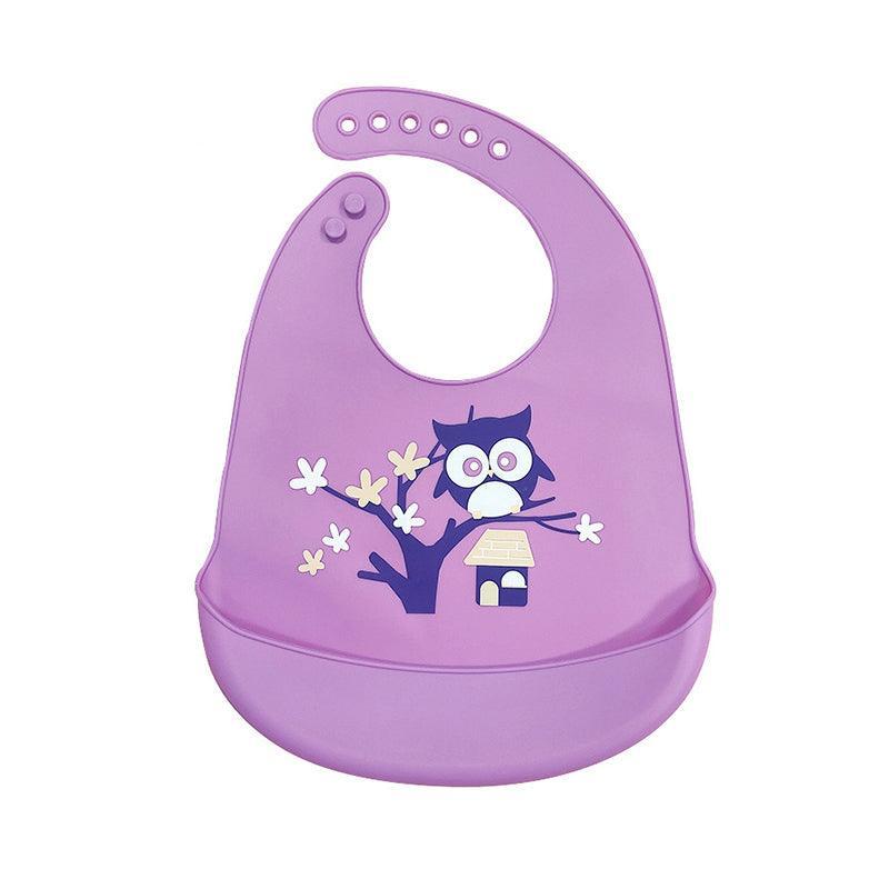 Silicone Waterproof Feeding Bib Apron with Pouch Easy to Clean Smock for Mealtime Use - Sheep