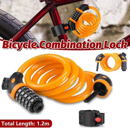 Bike Bicycle Cycling Lock 5 Digit Combination Security Cable Lock Anti Theft