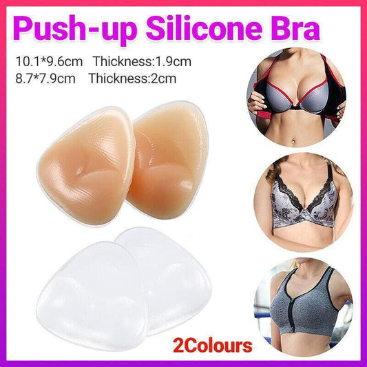 Triangle Push-Up Silicone Bra Inserts Breasts Pad Bikini Bra Cleavage Enhancers - Beige-Big