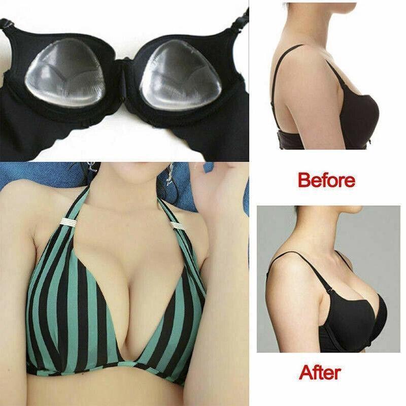 Triangle Push-Up Silicone Bra Inserts Breasts Pad Bikini Bra Cleavage Enhancers - Beige-Big