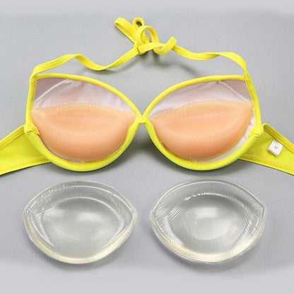 Triangle Push-Up Silicone Bra Inserts Breasts Pad Bikini Bra Cleavage Enhancers - Beige-Big