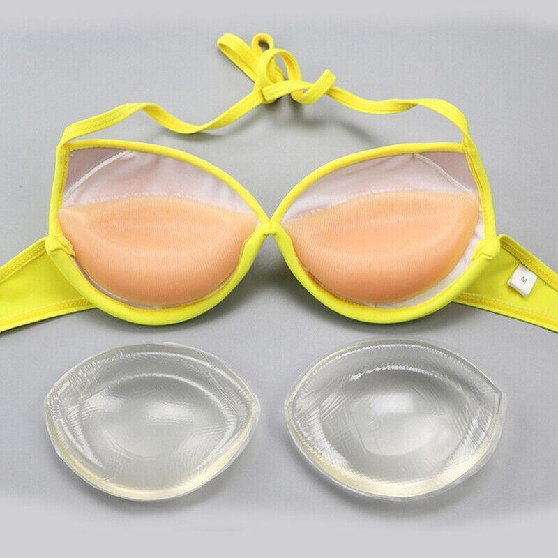 Triangle Push-Up Silicone Bra Inserts Breasts Pad Bikini Bra Cleavage Enhancers - Transparent-Big