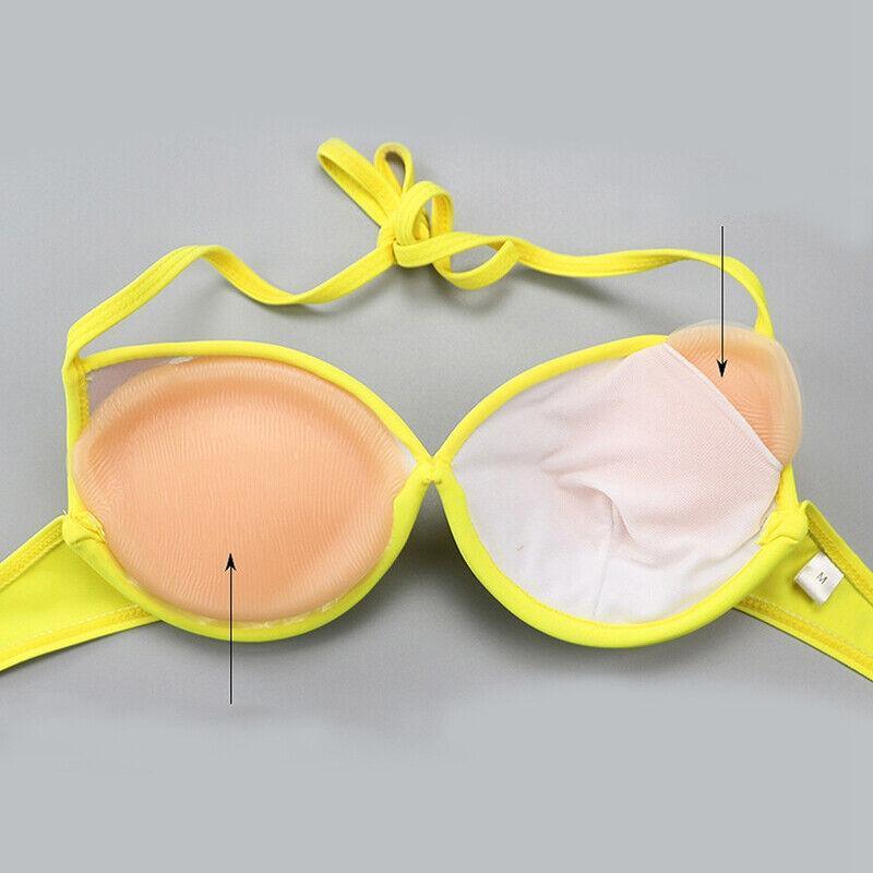 Triangle Push-Up Silicone Bra Inserts Breasts Pad Bikini Bra Cleavage Enhancers - Transparent-Small