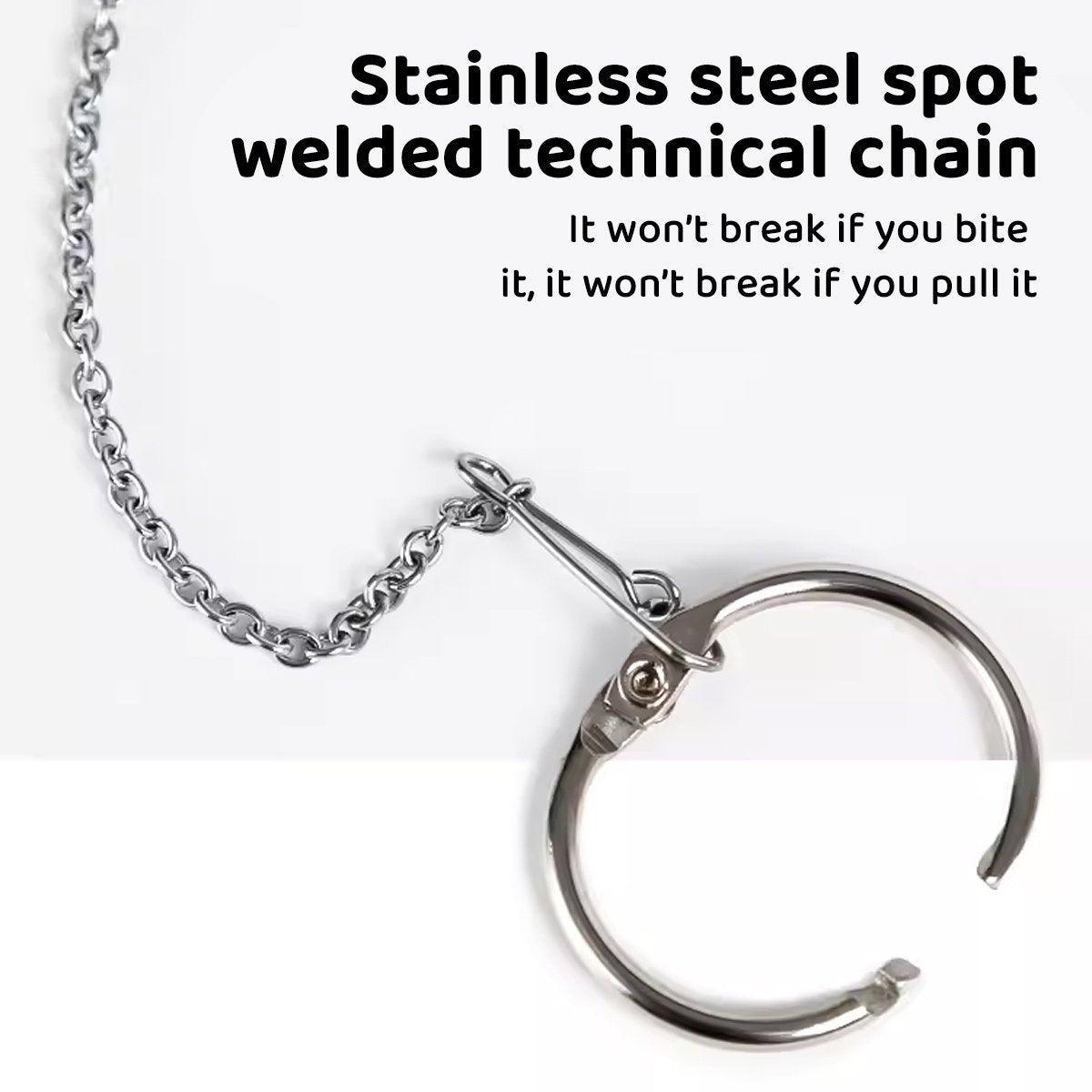 Parrot Neck Collar Stainless Steel Bird Chain Training Adjustable Bird Leash - M-Diameter 1.9cm