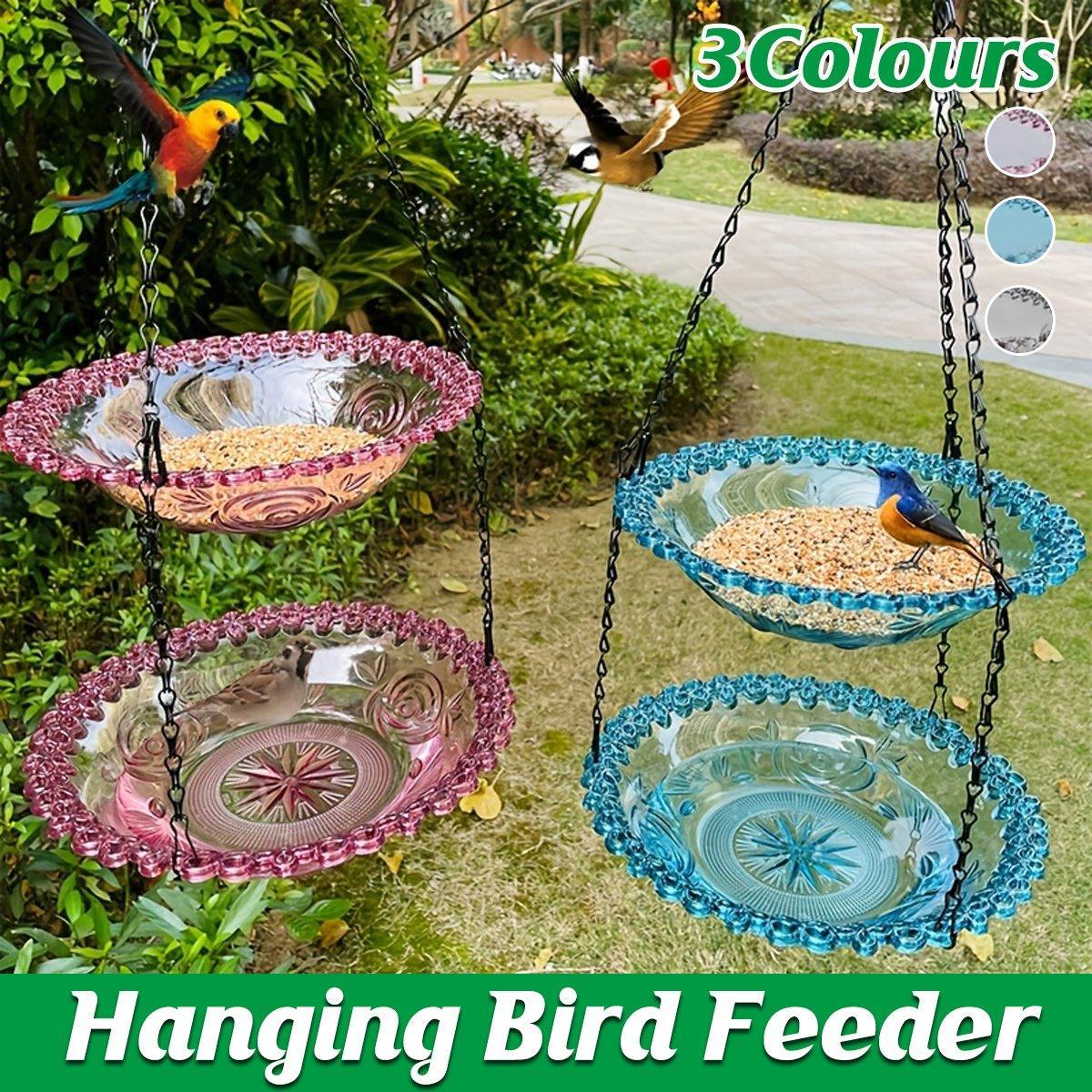 Outdoor Hanging Bird Feeder Bath Garden Patio Decoration for Attracting Birds - Grey