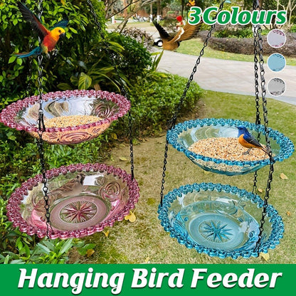 Outdoor Hanging Bird Feeder Bath Garden Patio Decoration for Attracting Birds - Grey