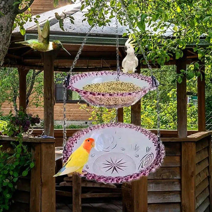 Outdoor Hanging Bird Feeder Bath Garden Patio Decoration for Attracting Birds - Purple