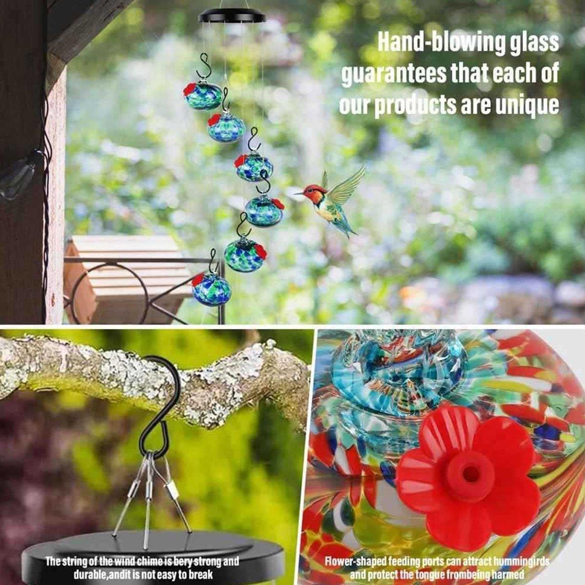 Hanging Hummingbird Feeder Outdoor Garden Nectar Dispenser Attracting Birds - Red Green