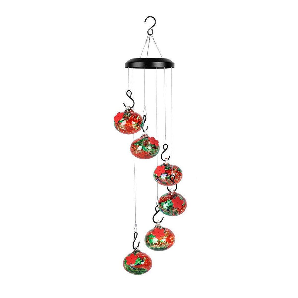 Hanging Hummingbird Feeder Outdoor Garden Nectar Dispenser Attracting Birds - Red Green