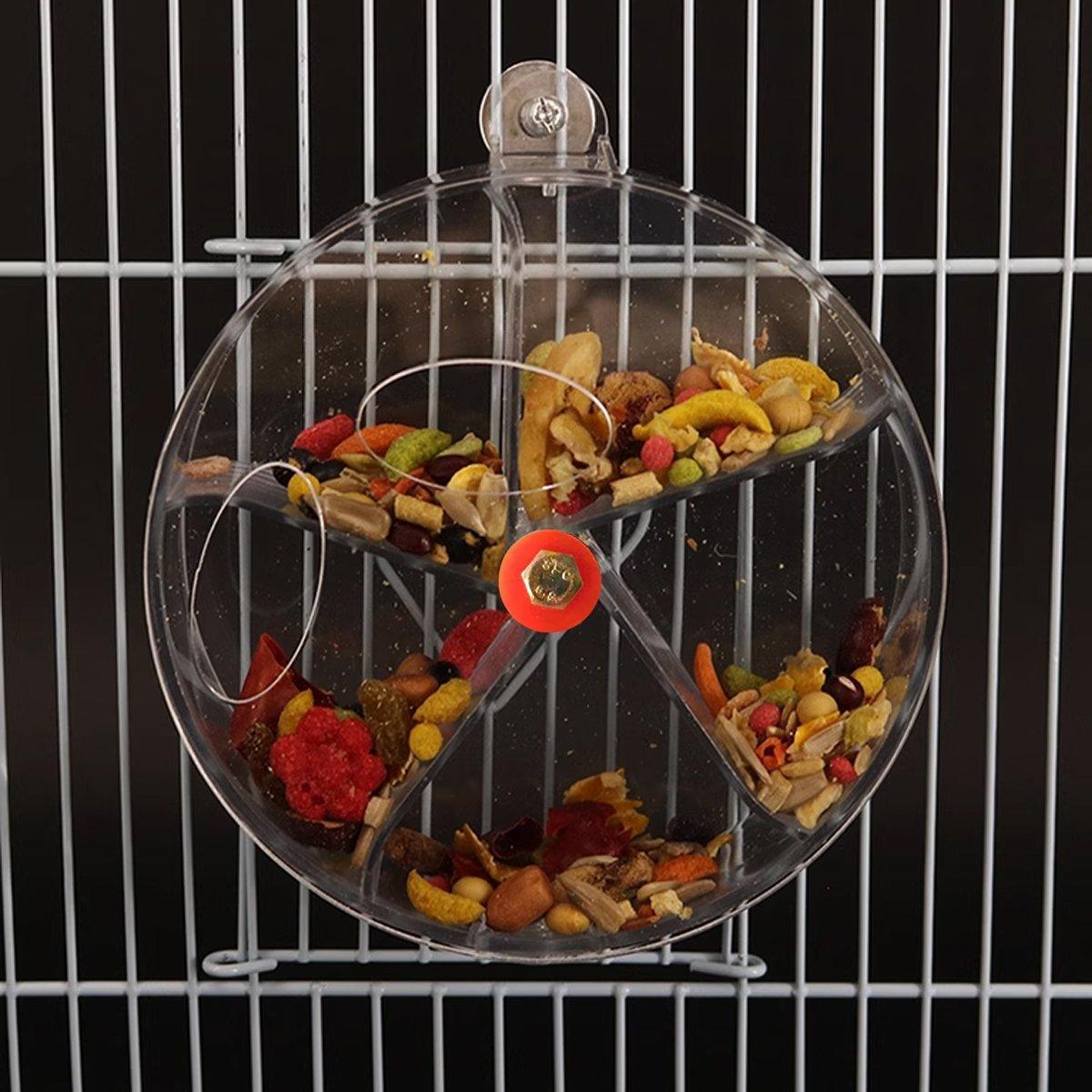 Parrot Foraging Toy Bird Chew Wheel Food Dispenser Divider Box Cage Accessory - Blue