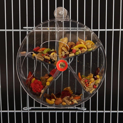 Parrot Foraging Toy Bird Chew Wheel Food Dispenser Divider Box Cage Accessory - Blue