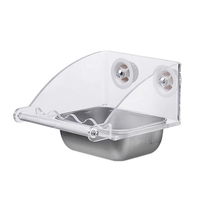 Parrot Stainless Steel Food Bowl Bird Feeder Cage Hanging Dish for Pet Birds - L