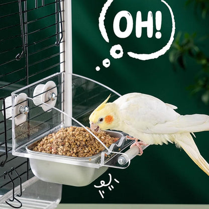 Parrot Stainless Steel Food Bowl Bird Feeder Cage Hanging Dish for Pet Birds - S
