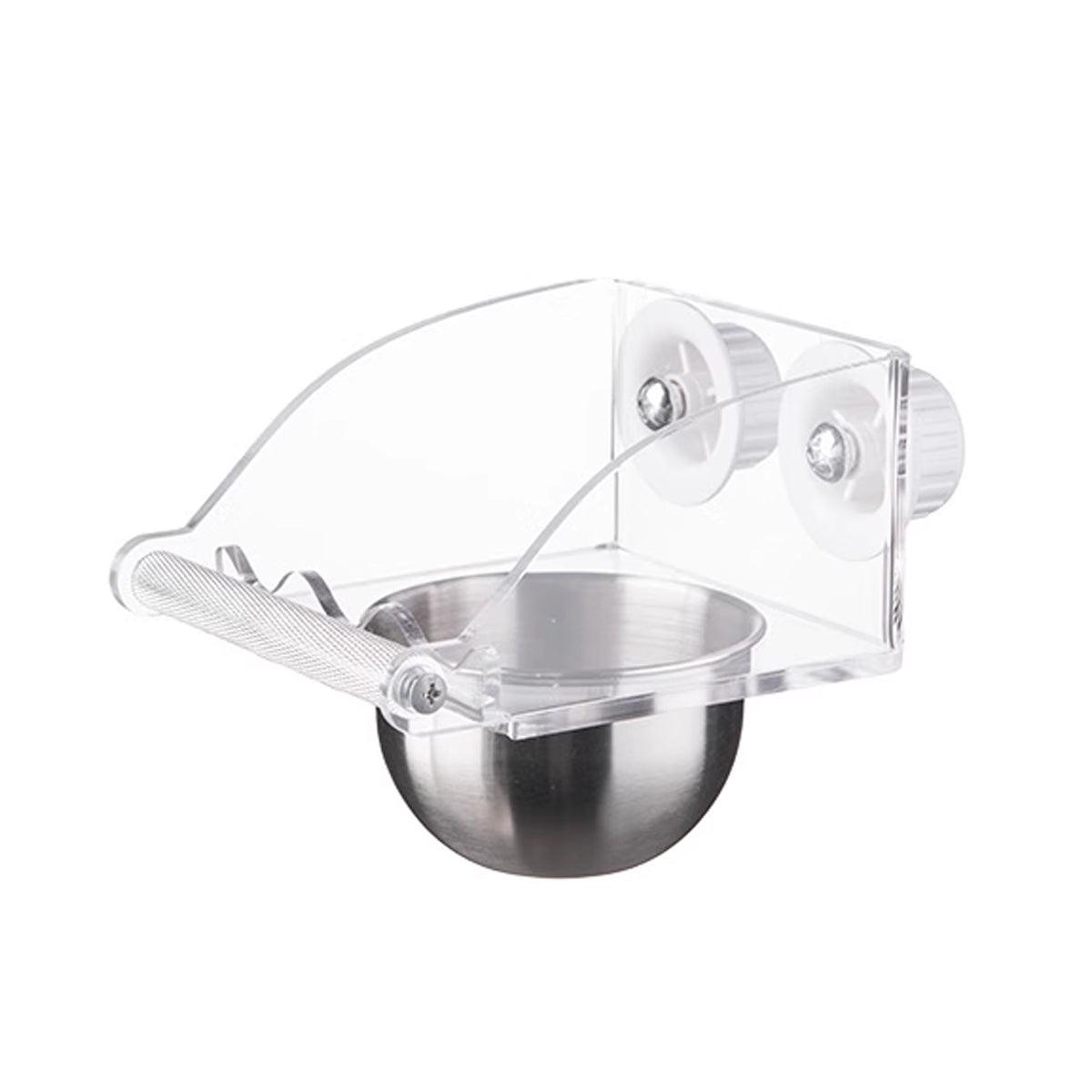 Parrot Stainless Steel Food Bowl Bird Feeder Cage Hanging Dish for Pet Birds - S