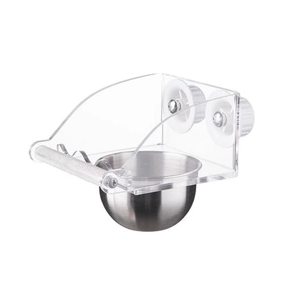 Parrot Stainless Steel Food Bowl Bird Feeder Cage Hanging Dish for Pet Birds - S