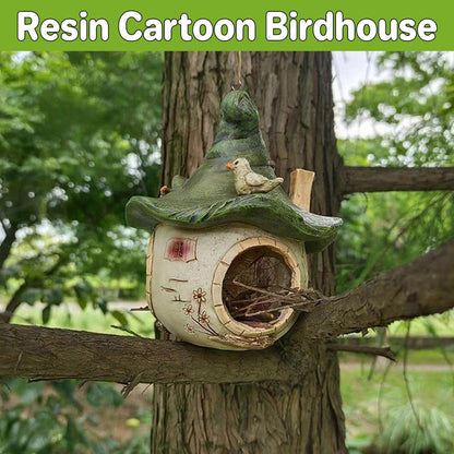 Cartoon Hanging Birdhouse Cozy Nest Resin Garden Outdoor Tree Patio Decor