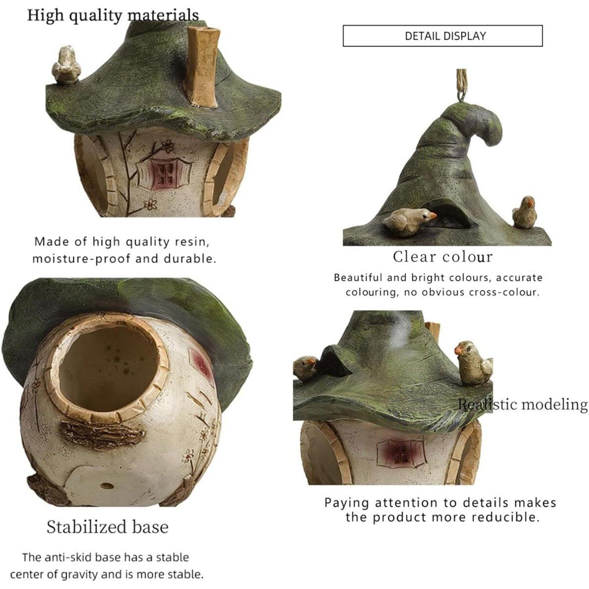 Cartoon Hanging Birdhouse Cozy Nest Resin Garden Outdoor Tree Patio Decor