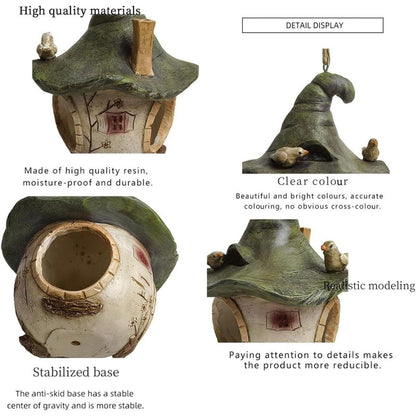 Cartoon Hanging Birdhouse Cozy Nest Resin Garden Outdoor Tree Patio Decor