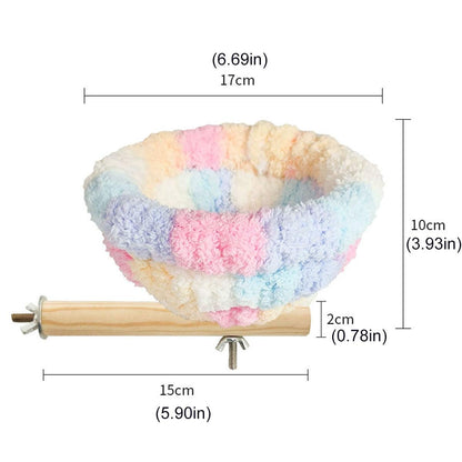 Parrot Winter Warm Nest Fluffy Cotton Hanging Bed Colourful Bird Cage House - Green