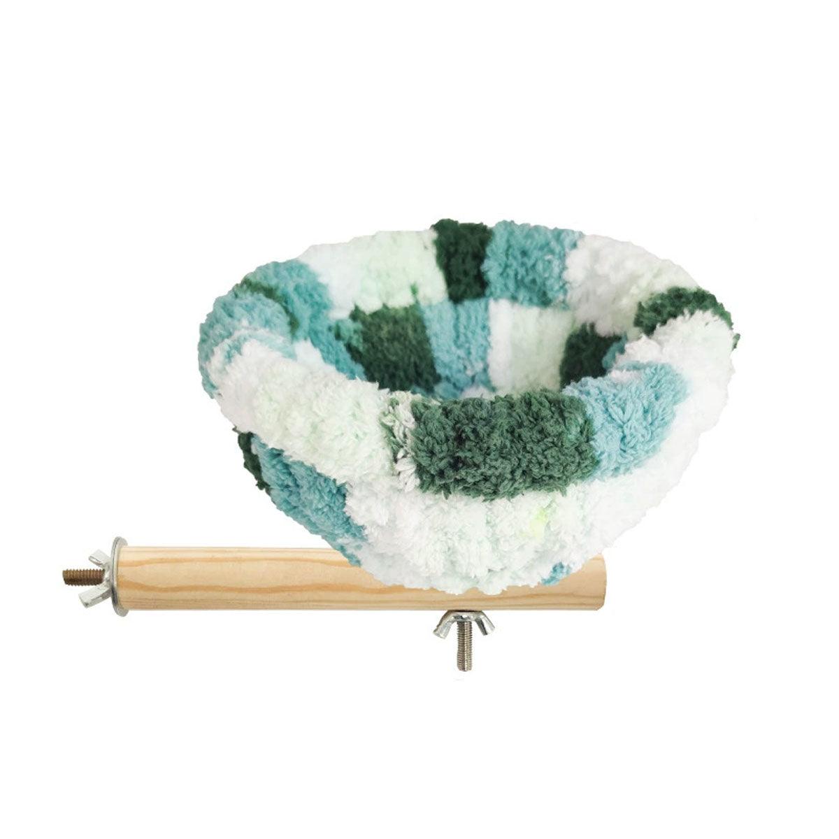 Parrot Winter Warm Nest Fluffy Cotton Hanging Bed Colourful Bird Cage House - Green