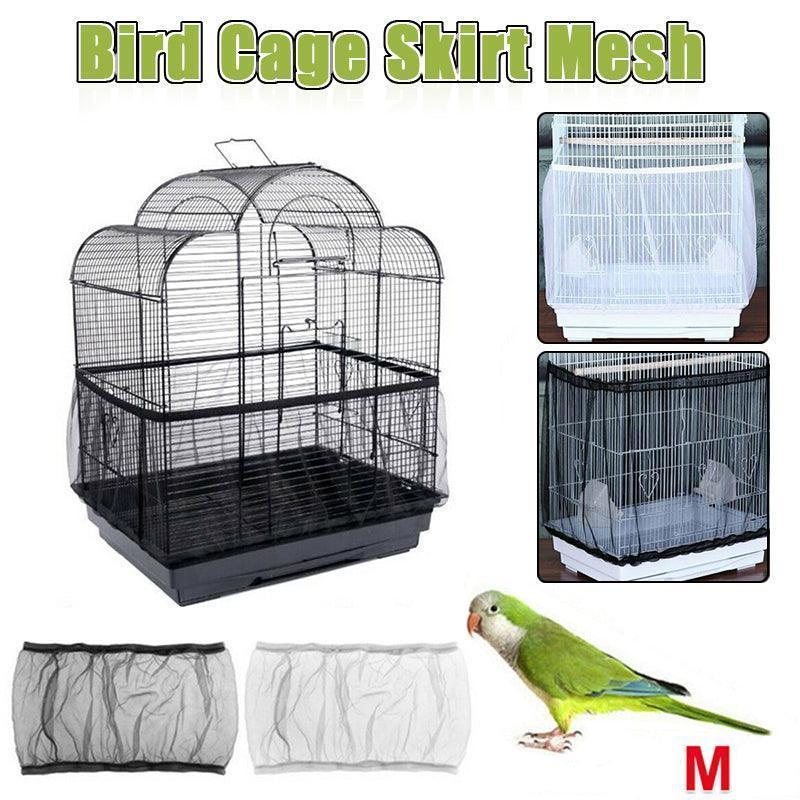 M Size Shell Skirt Mesh Cover Pet Bird Cage Guard Nylon Net Seed Catcher - White