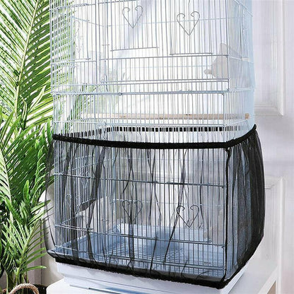 M Size Shell Skirt Mesh Cover Pet Bird Cage Guard Nylon Net Seed Catcher - White