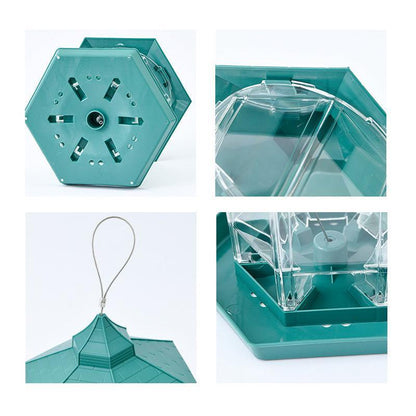 Garden Hanging Wild Bird Feeder Birds Gazebo Shape Container Waterproof Outdoor - Green