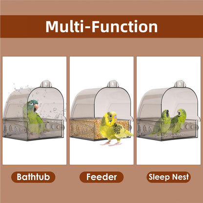 Parrot Bath Box Grey Bird Cage Accessory Bathroom Bird Bathtub for Small Birds