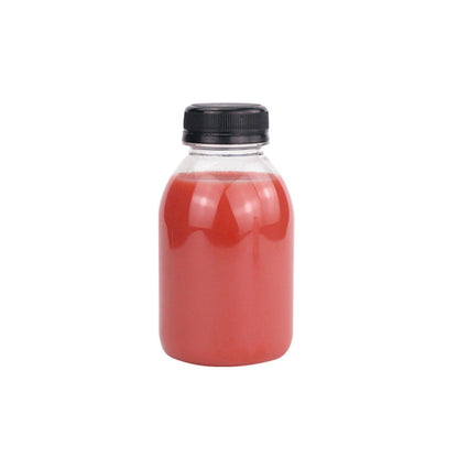 20pcs 250ml Reusable Plastic Juice Bottles 38mm Caliber Clear Beverage Container - Bottle-20pcs-Glossy -Black