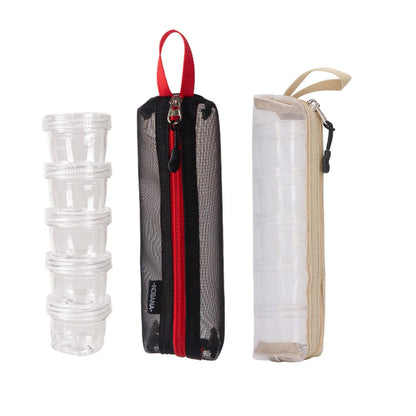 5PCS Outdoor Camping Spice Container Set Travel BBQ Seasoning Storage Box Use - Black