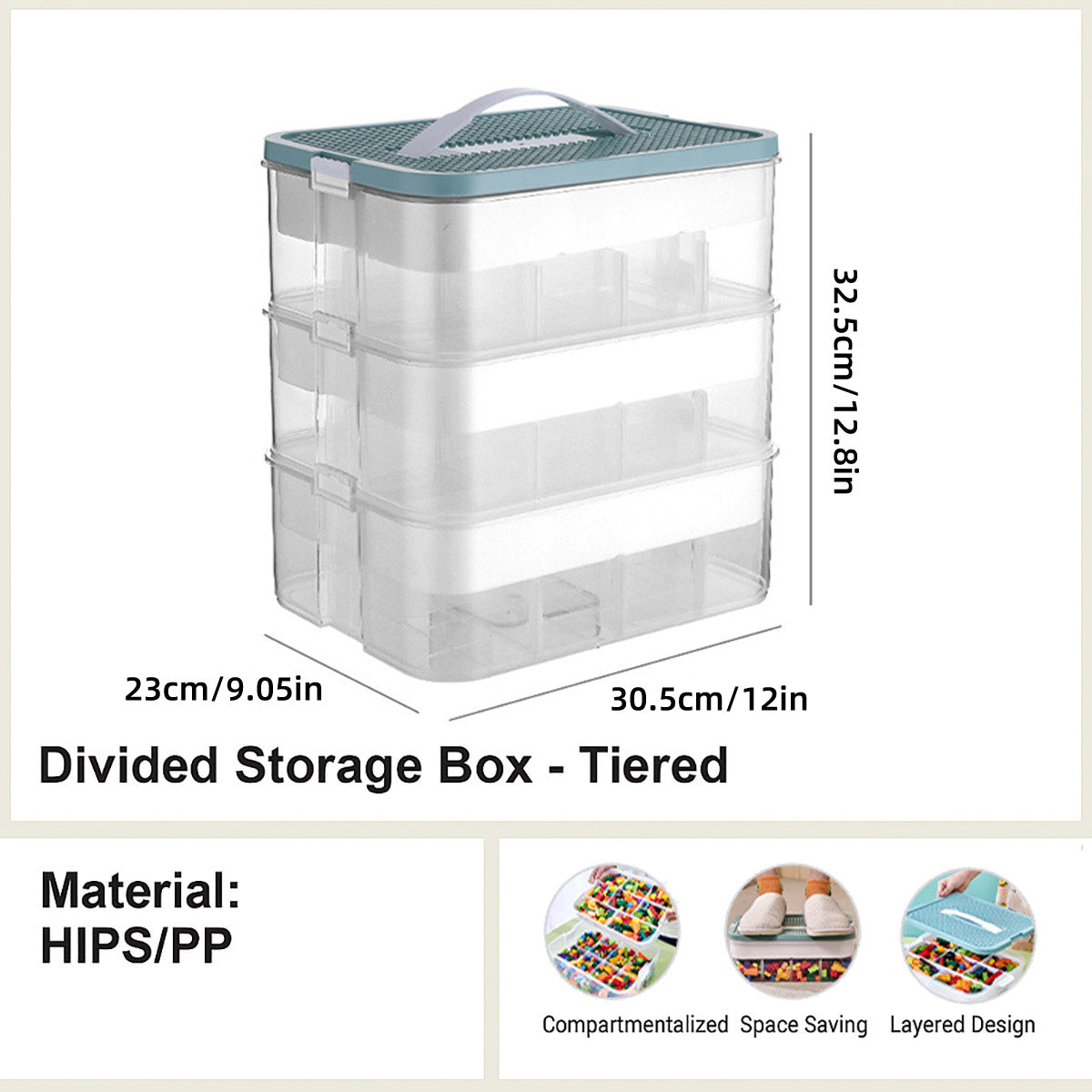 3Layer Storage Box Large Capacity Toy Organizer Building Block Storage Container - Yellow